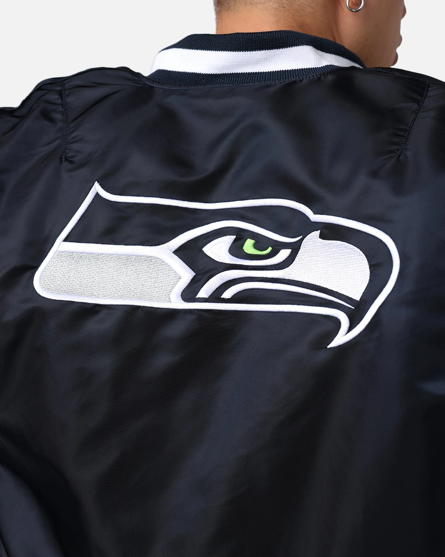 New Era X Alpha Series X NFL Seattle Seahawks MA-1 Bomber Jacket Navy/Black 15 New Era X Alpha Series X NFL Seattle Seahawks MA-1 Bomber Jacket Navy/Black - Image 13