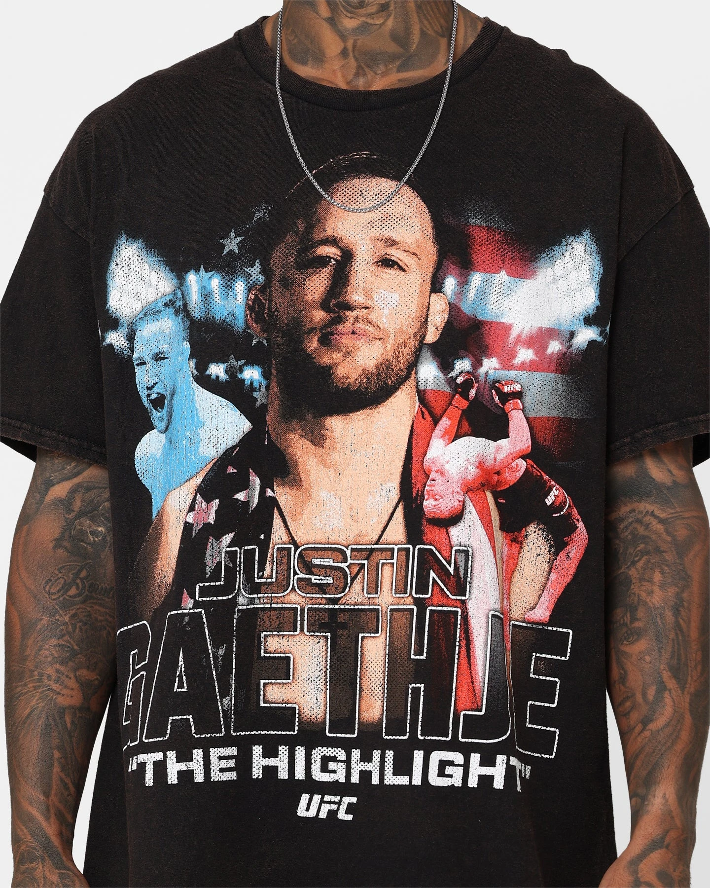 UFC By Goat Crew The Highlight Justin Gaethje Vintage T-Shirt Black Wash 5 UFC By Goat Crew The Highlight Justin Gaethje Vintage T-Shirt Black Wash - Image 3