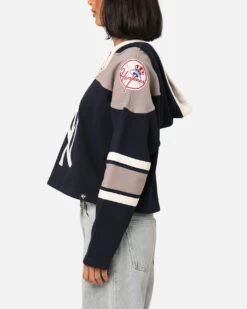 '47 BRAND 47 Brand Women's New York Yankees Cropped Lacer Hoodie Fall Navy -Culture Kings 02046849 YN063 womens 00060