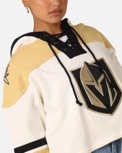 '47 BRAND 47 Brand Women's Vegas Golden Knights Cropped Lacer Hoodie White Wash -Culture Kings 02046883 YW449 womens 0060