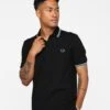 Fred Perry Twin Tipped Polo Shirt Black/Silky Peach/Deep Mint