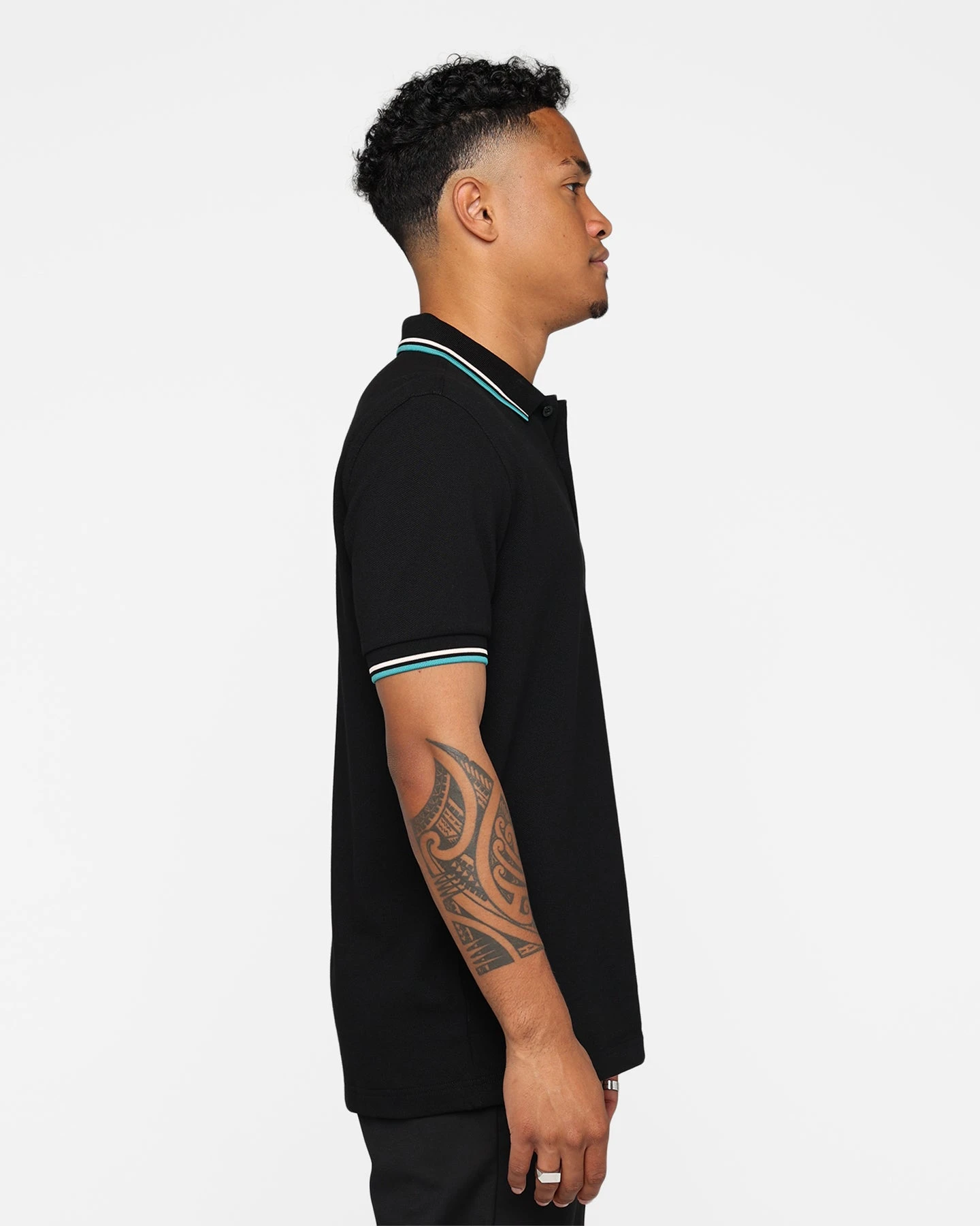 Fred Perry Twin Tipped Polo Shirt Black/Silky Peach/Deep Mint 7 Fred Perry Twin Tipped Polo Shirt Black/Silky Peach/Deep Mint - Image 5