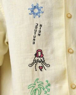 Pas De Mer Postcard Shirt Light Yellow -Culture Kings 02047886 YY060 mens 0080