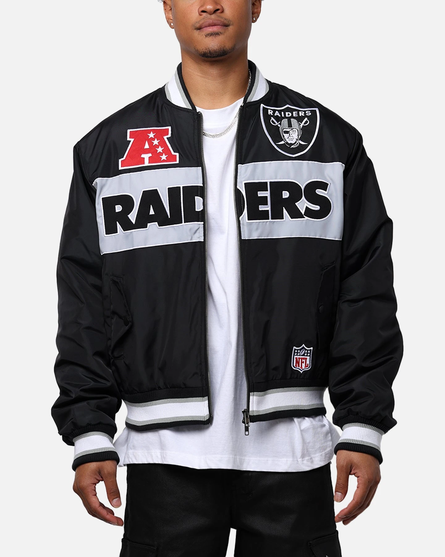 Majestic Athletic Las Vegas Raiders Moto Jacket Faded Black 3 Majestic Athletic Las Vegas Raiders Moto Jacket Faded Black