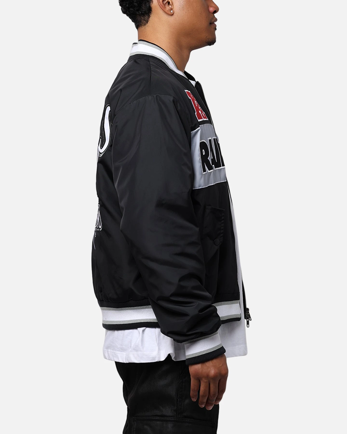 Majestic Athletic Las Vegas Raiders Moto Jacket Faded Black 6 Majestic Athletic Las Vegas Raiders Moto Jacket Faded Black - Image 4