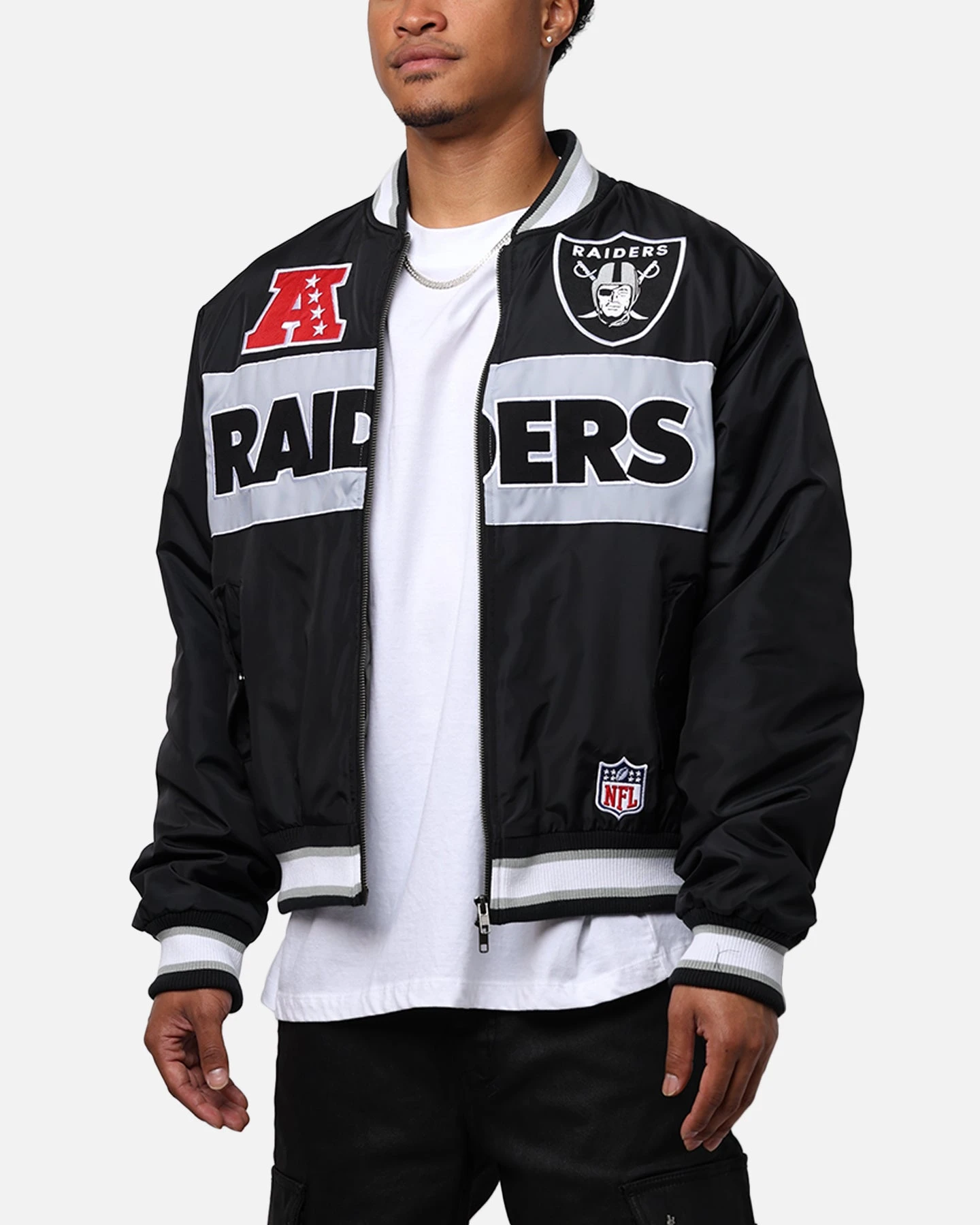 Majestic Athletic Las Vegas Raiders Moto Jacket Faded Black 9 Majestic Athletic Las Vegas Raiders Moto Jacket Faded Black - Image 7
