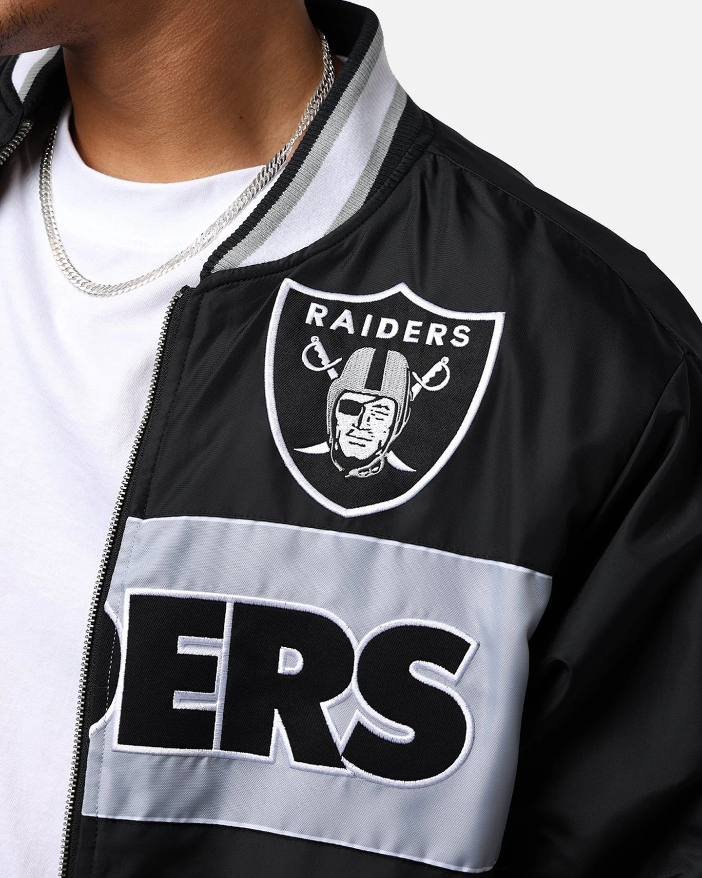 Majestic Athletic Las Vegas Raiders Moto Jacket Faded Black 11 Majestic Athletic Las Vegas Raiders Moto Jacket Faded Black - Image 9