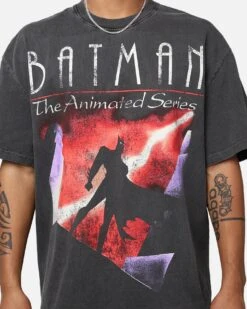 American Thrift X DC Batman The Animated Series Heavyweight Vintage T-Shirt Washed Black -Culture Kings 02048348 YW607 mens 0040