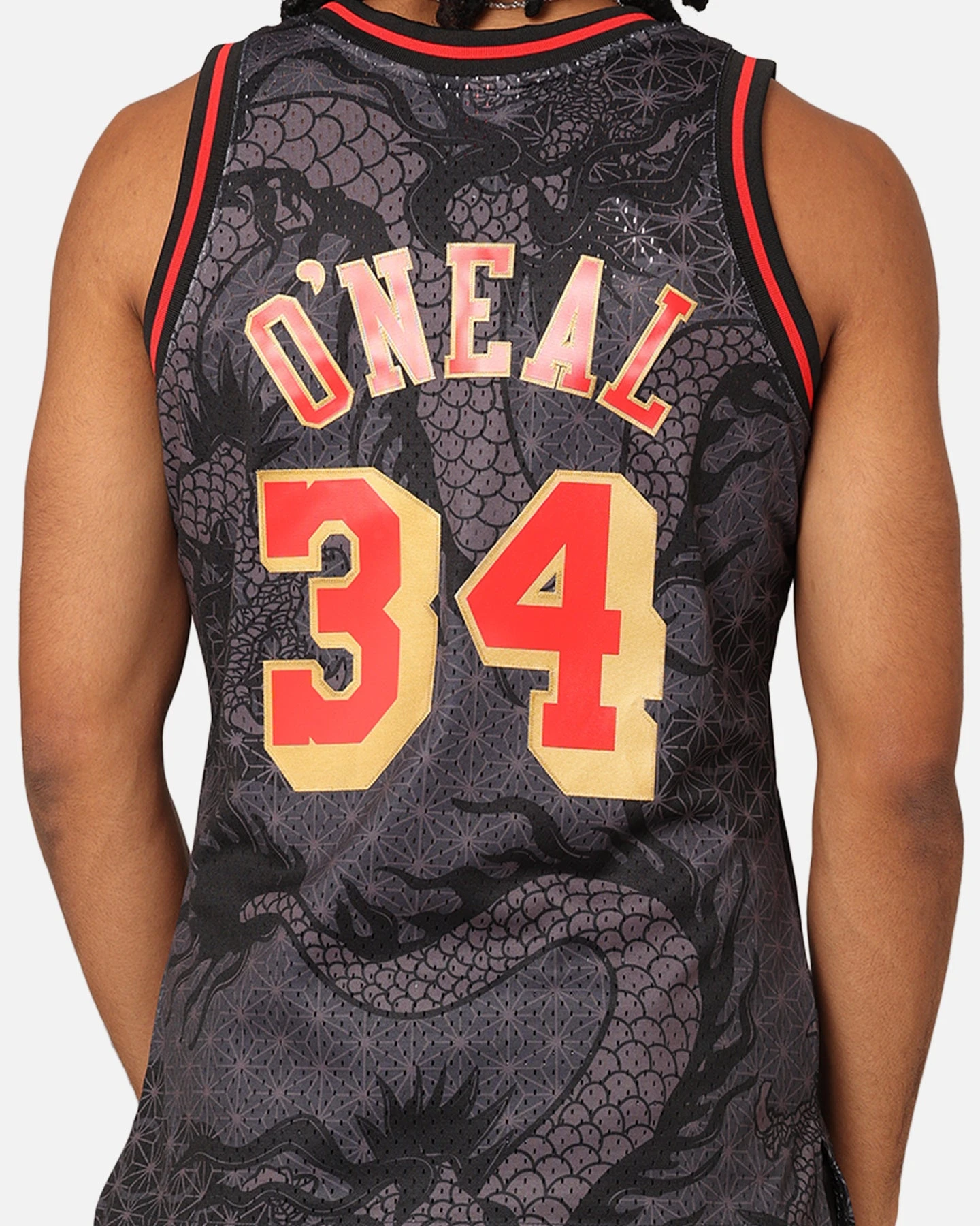 Mitchell & Ness Los Angeles Lakers Shaquille O'Neal '96-97 Year Of The Dragon Swingman Jersey Black/Red 6 Mitchell & Ness Los Angeles Lakers Shaquille O'Neal '96-97 Year Of The Dragon Swingman Jersey Black/Red - Image 5