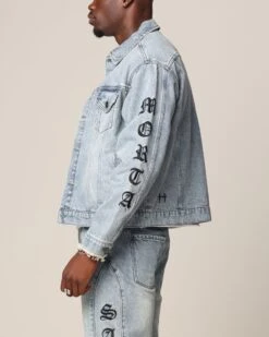 Saint Morta Rip Gothic Cutoff Denim Jacket Superwash Blue 14 Saint Morta Rip Gothic Cutoff Denim Jacket Superwash Blue -Culture Kings 02049114 YS538 mens 0000050