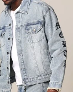 Saint Morta Rip Gothic Cutoff Denim Jacket Superwash Blue 15 Saint Morta Rip Gothic Cutoff Denim Jacket Superwash Blue -Culture Kings 02049114 YS538 mens 0000060