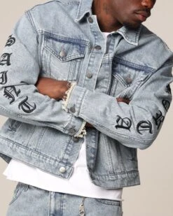 Saint Morta Rip Gothic Cutoff Denim Jacket Superwash Blue 17 Saint Morta Rip Gothic Cutoff Denim Jacket Superwash Blue -Culture Kings 02049114 YS538 mens 0000080