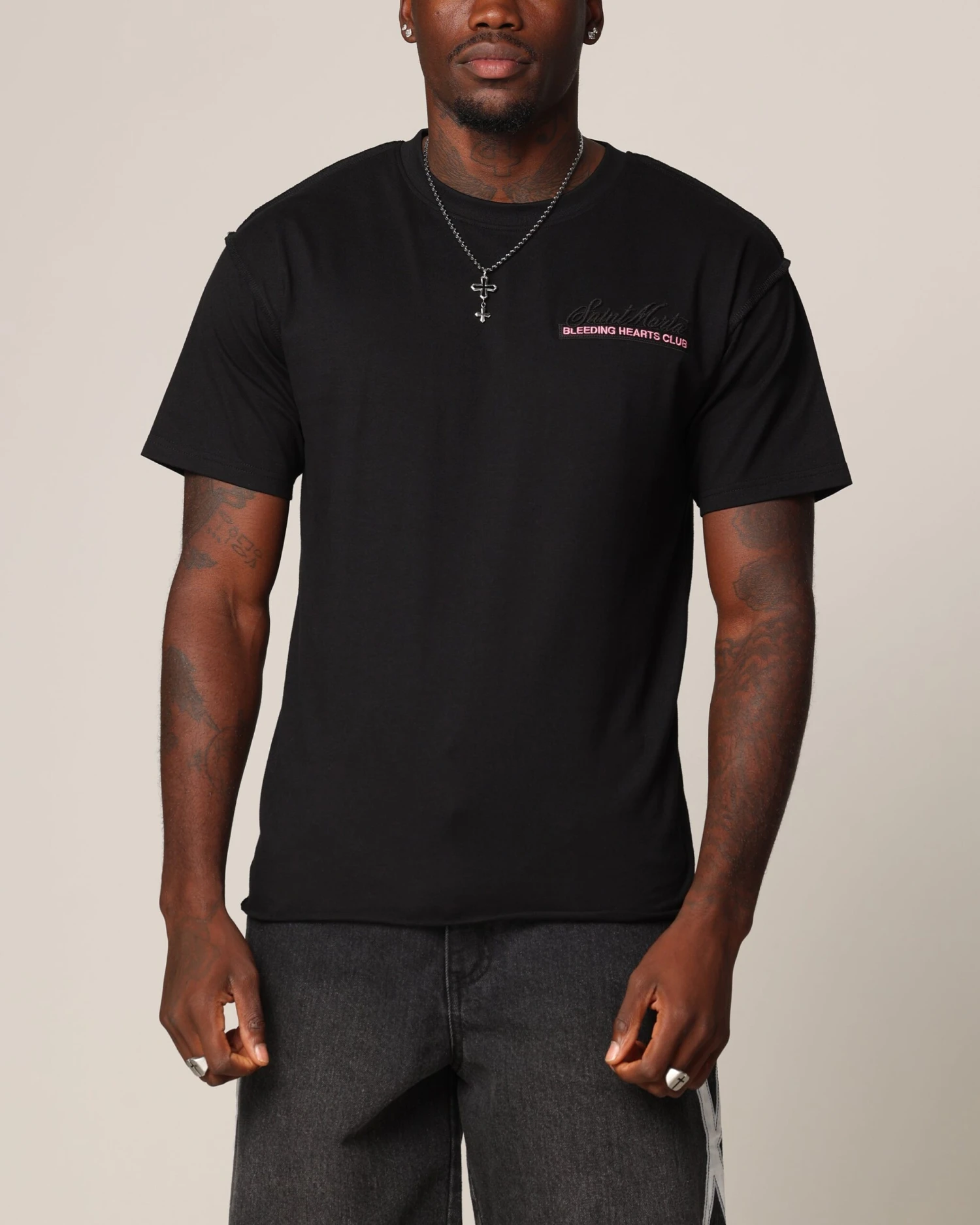 Saint Morta Bleeding Hearts Club Cut T-Shirt Black 4 Saint Morta Bleeding Hearts Club Cut T-Shirt Black - Image 2