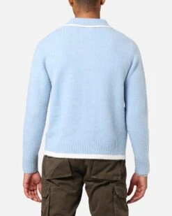XXIII Fluffy Long Sleeve Polo Shirt Blue -Culture Kings 02049262 YX001 mens 0030