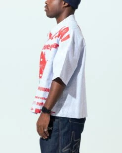 Loiter Riot Squad Button Up T-Shirt Blue Pin Stripe -Culture Kings 02049351 YB469 mens 0060