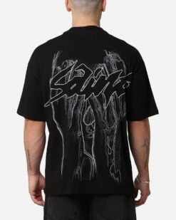 Saint Morta Veiled Mock Neck T-Shirt Black