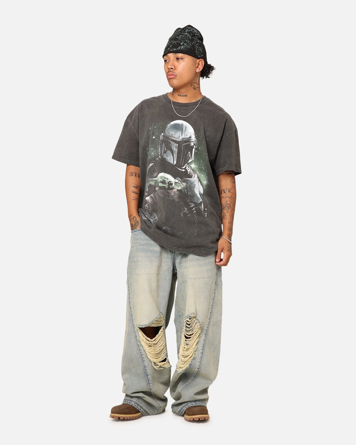 Star Wars The Mandalorian Heavyweight T-Shirt Black Wash 5 Star Wars The Mandalorian Heavyweight T-Shirt Black Wash - Image 3