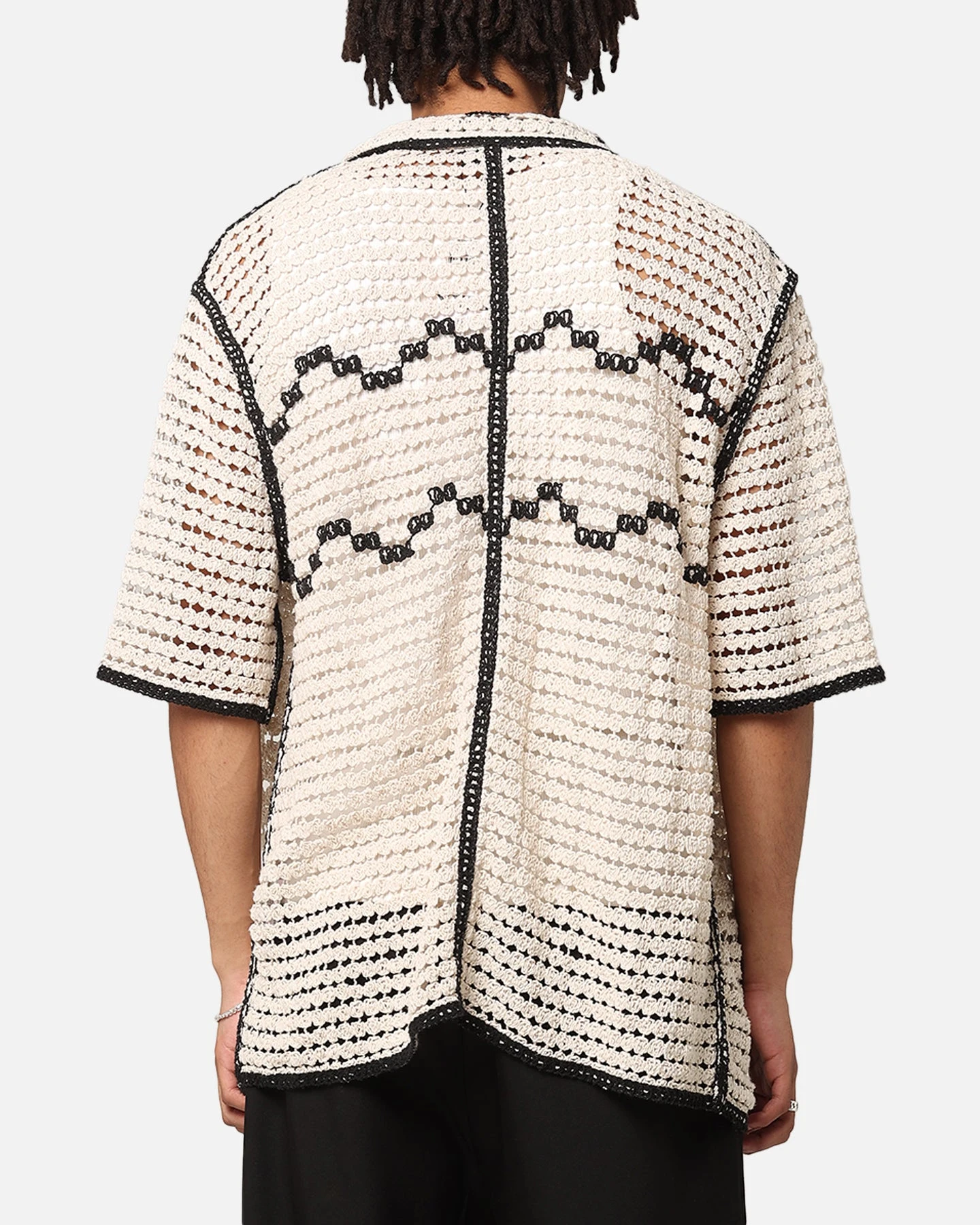 XXIII Western Crochet Button Up Shirt Cream/Black 5 XXIII Western Crochet Button Up Shirt Cream/Black - Image 3