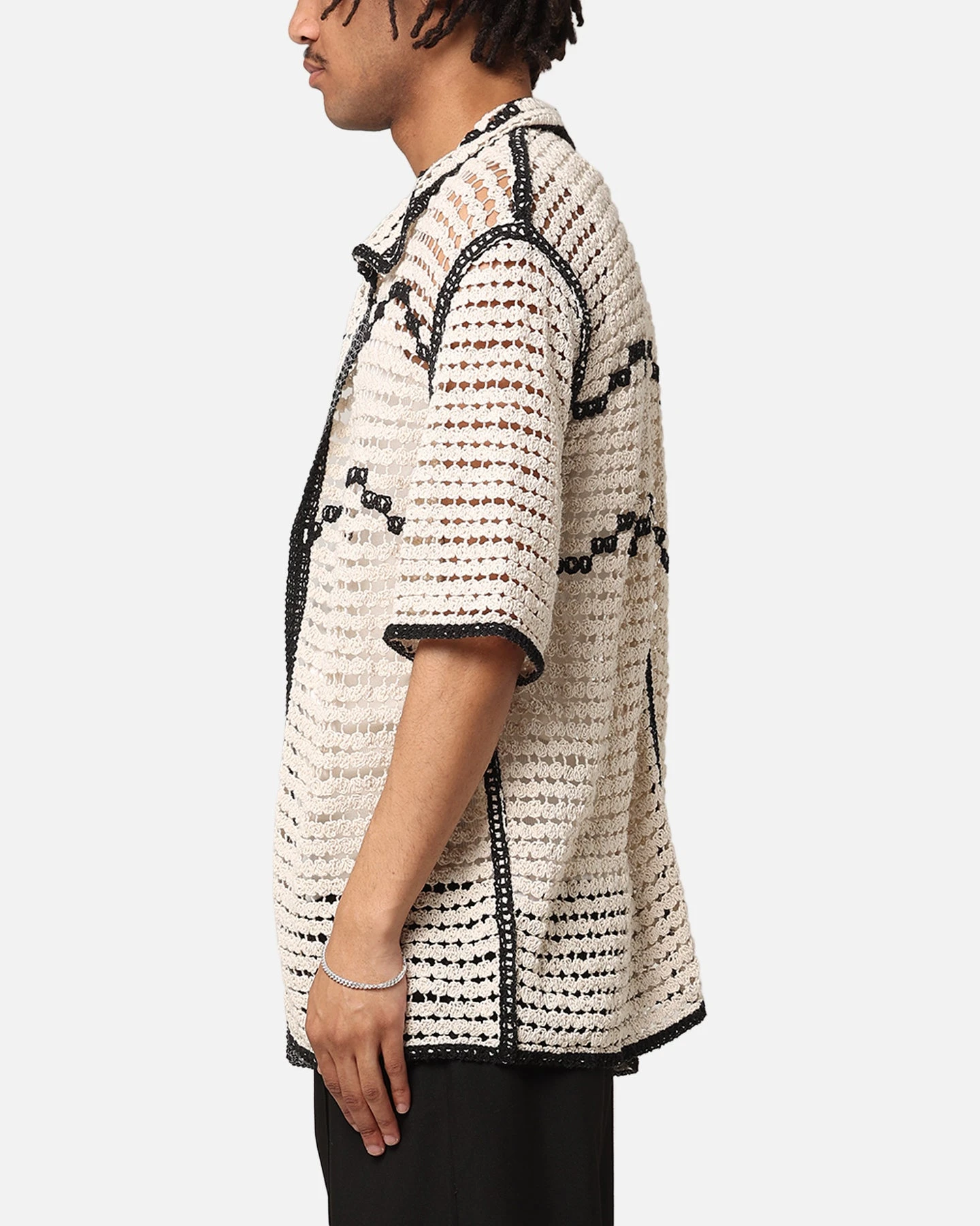 XXIII Western Crochet Button Up Shirt Cream/Black 7 XXIII Western Crochet Button Up Shirt Cream/Black - Image 5