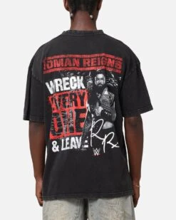Culture Kings X WWE Roman Reigns Vintage T-Shirt Black Acidwash -Culture Kings 02050290 YB017 mens 00020