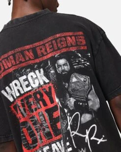 Culture Kings X WWE Roman Reigns Vintage T-Shirt Black Acidwash -Culture Kings 02050290 YB017 mens 00070
