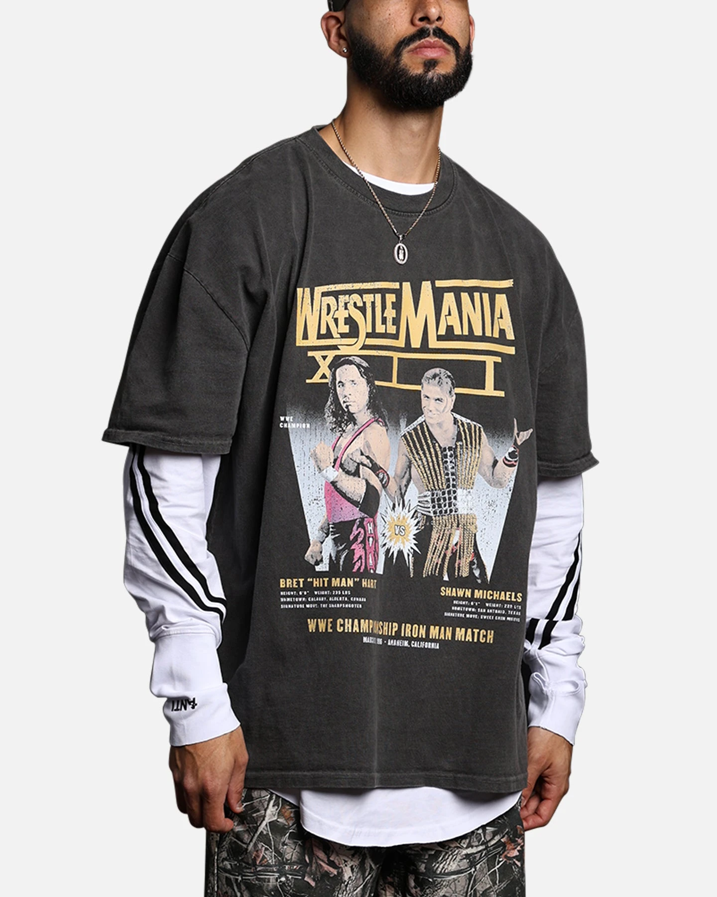 Culture Kings X WWE Bret "The Hit Man" Hart Vs. Shawn Michaels Wrestlemania XII Vintage T-Shirt Black Wash 8 Culture Kings X WWE Bret "The Hit Man" Hart Vs. Shawn Michaels Wrestlemania XII Vintage T-Shirt Black Wash - Image 6