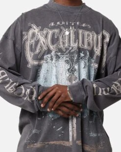 Loiter Excalibur Long Sleeve T-Shirt Washed Black -Culture Kings 02050300 YW607 mens 00070