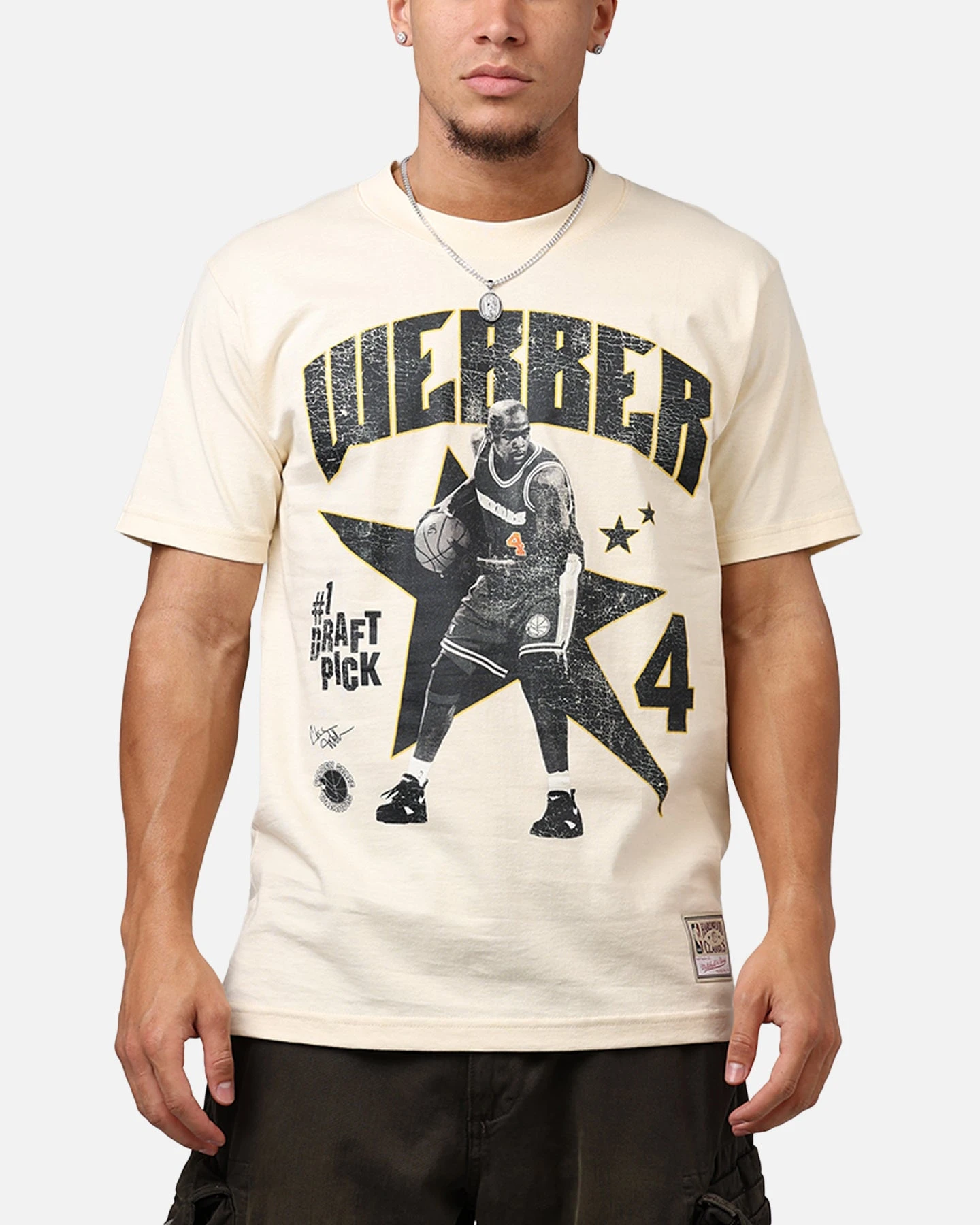 Mitchell & Ness Chris Webber #1 Draft Pick T-Shirt Cream 3 Mitchell & Ness Chris Webber #1 Draft Pick T-Shirt Cream