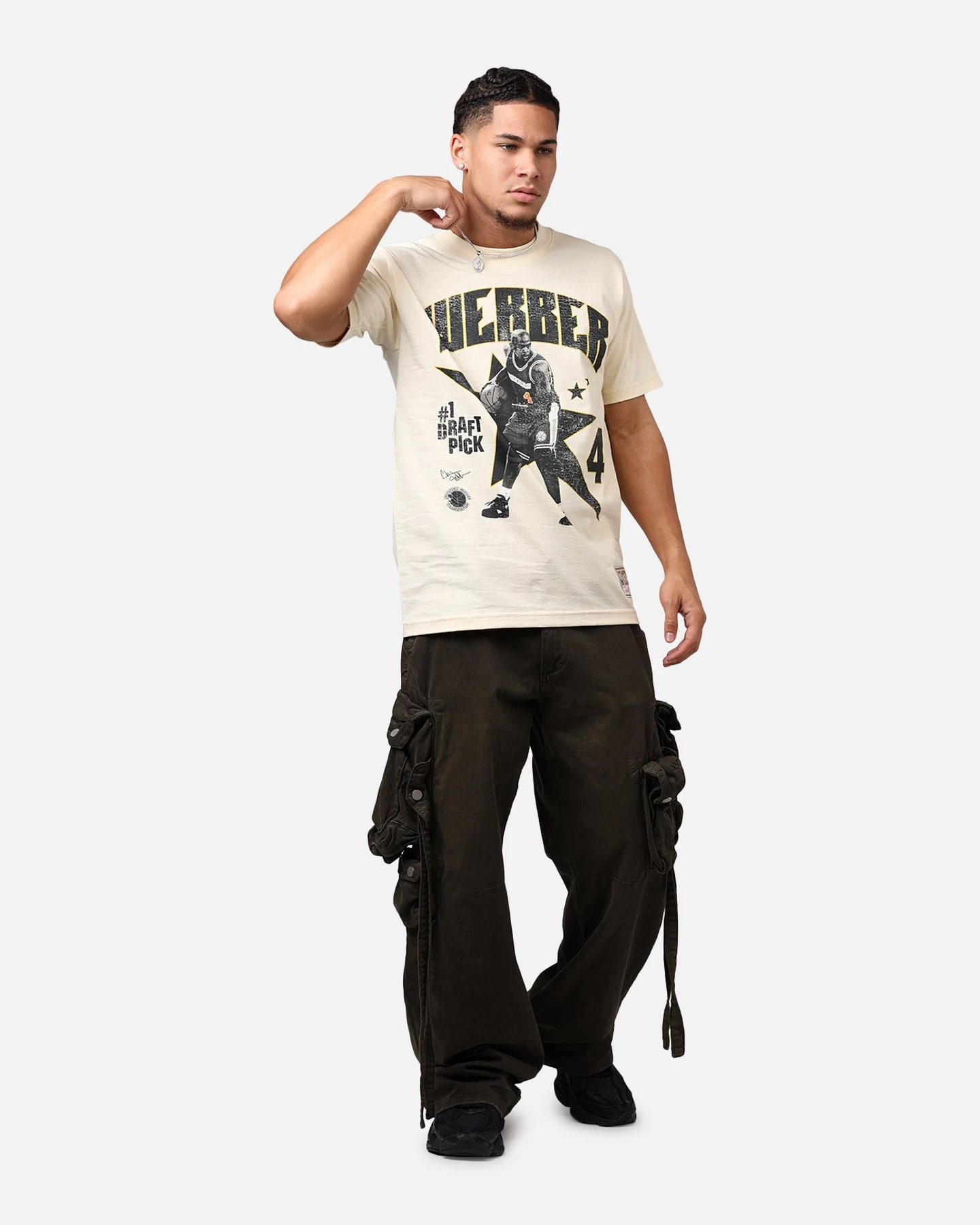 Mitchell & Ness Chris Webber #1 Draft Pick T-Shirt Cream 5 Mitchell & Ness Chris Webber #1 Draft Pick T-Shirt Cream - Image 3