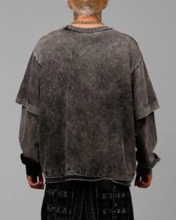 Loiter Impact Long Sleeve T-Shirt Washed Black/White -Culture Kings 02050527 YW615 mens 0020