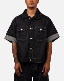 MNML Raw Denim Short Sleeve Jacket Blue
