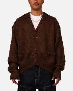 MNML Sky Jewelled Cardigan Sweater Brown