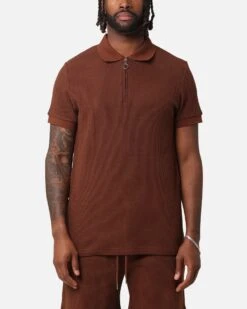 XXIII Ethan Quarter Zip Polo Shirt Brown