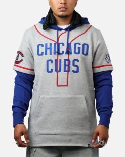'47 BRAND 47 Brand Chicago Cubs Game Hoodie Grey/Blue