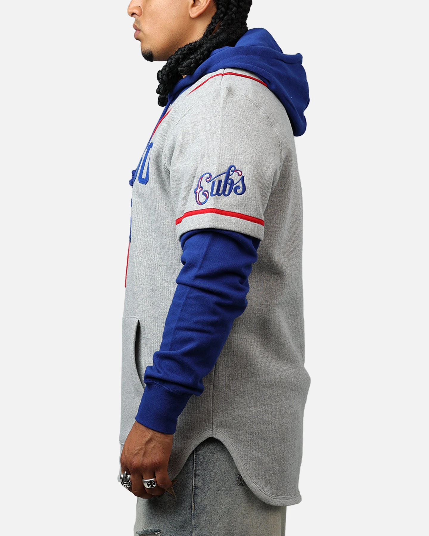 '47 BRAND 47 Brand Chicago Cubs Game Hoodie Grey/Blue 7 '47 BRAND 47 Brand Chicago Cubs Game Hoodie Grey/Blue - Image 5