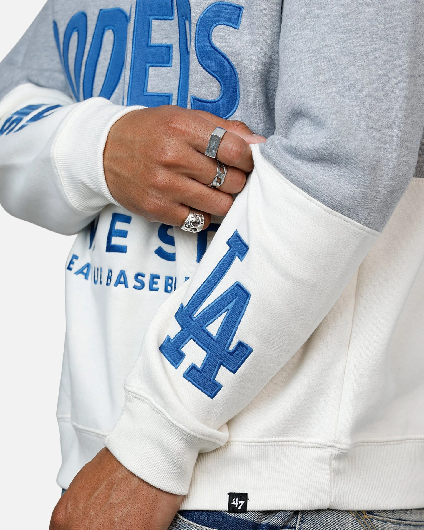 '47 BRAND 47 Brand Los Angeles Dodgers On Five Crewneck Blue/Grey 8 '47 BRAND 47 Brand Los Angeles Dodgers On Five Crewneck Blue/Grey - Image 6