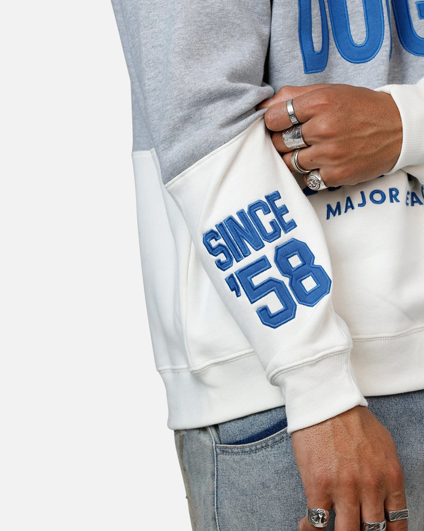 '47 BRAND 47 Brand Los Angeles Dodgers On Five Crewneck Blue/Grey 9 '47 BRAND 47 Brand Los Angeles Dodgers On Five Crewneck Blue/Grey - Image 7