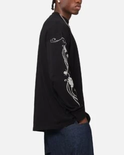 Carre Floral Oversized Long Sleeve T-Shirt Black -Culture Kings 02051215 YB001 mens 00040