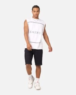 Saint Morta Division Oversized Muscle T-Shirt White/Black -Culture Kings 02051223 YW110 mens 00020