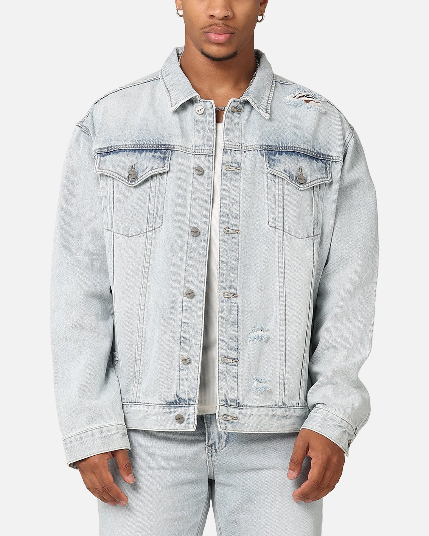 Saint Morta Denim Trucker Jacket Light Blue Denim 3 Saint Morta Denim Trucker Jacket Light Blue Denim