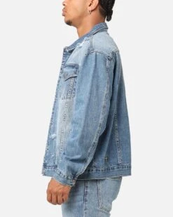 Saint Morta Denim Trucker Jacket Mid Blue Denim -Culture Kings 02051307 YM327 mens 00050