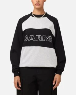 Carre Panel Raglan Crewneck Black/Grey Marle