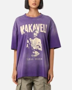 Tupac Makaveli Sunfade T-Shirt Sun Washed Blue