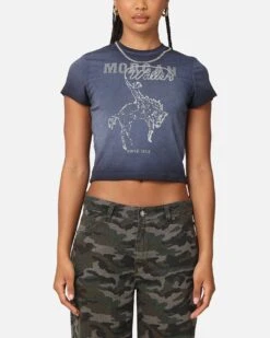 Morgan Wallen Women's Cowgirl Sunfade Baby T-Shirt Black Wash