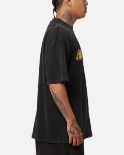 Culture Kings X WWE Hulk Hogan Hulk Logo Vintage T-Shirt Black Acidwash -Culture Kings 02051625 YB017 mens 00040