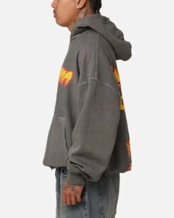 Culture Kings X WWE Hulk Hogan Hulkamania Premium Hoodie Washed Charcoal -Culture Kings 02051626 YC071 mens 00060