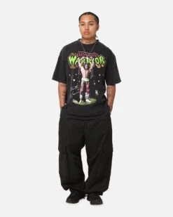 Culture Kings X WWE Ultimate Warrior Vintage T-Shirt Black Acidwash -Culture Kings 02051628 YB017 mens 00020