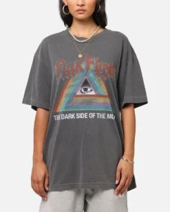 Pink Floyd Dark Side Rainbow T-Shirt Faded Black