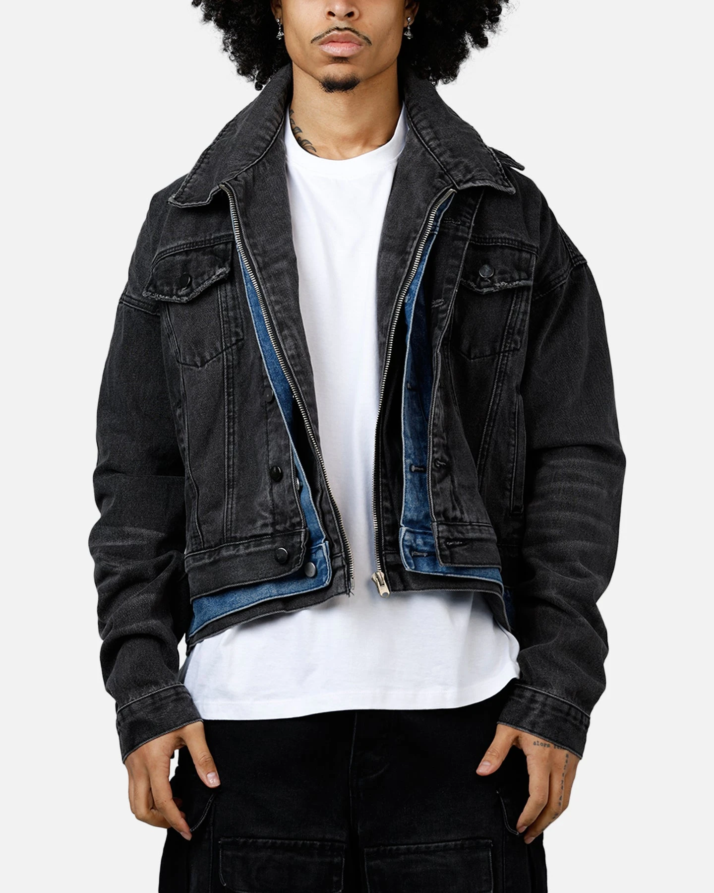 MNML Triple Threat Trucker Jacket Black/Blue 3 MNML Triple Threat Trucker Jacket Black/Blue