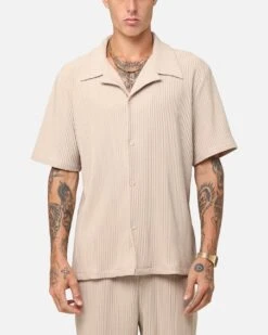 XXIII Pleated Button Up Shirt Tan